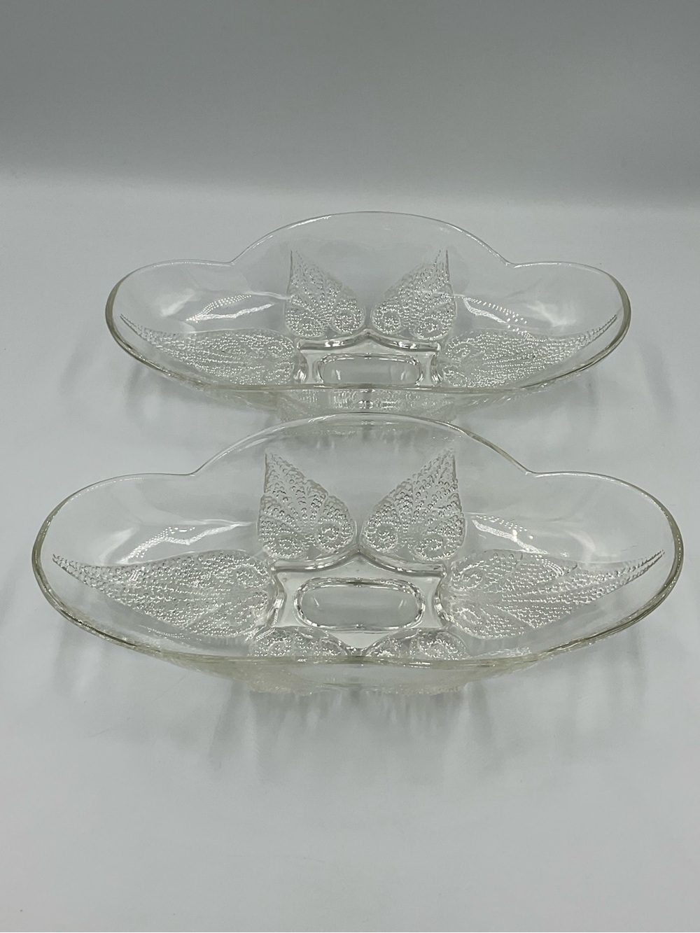 Vintage Anchor Hocking “Renaissance” Clear Relish Dishes Set of 2